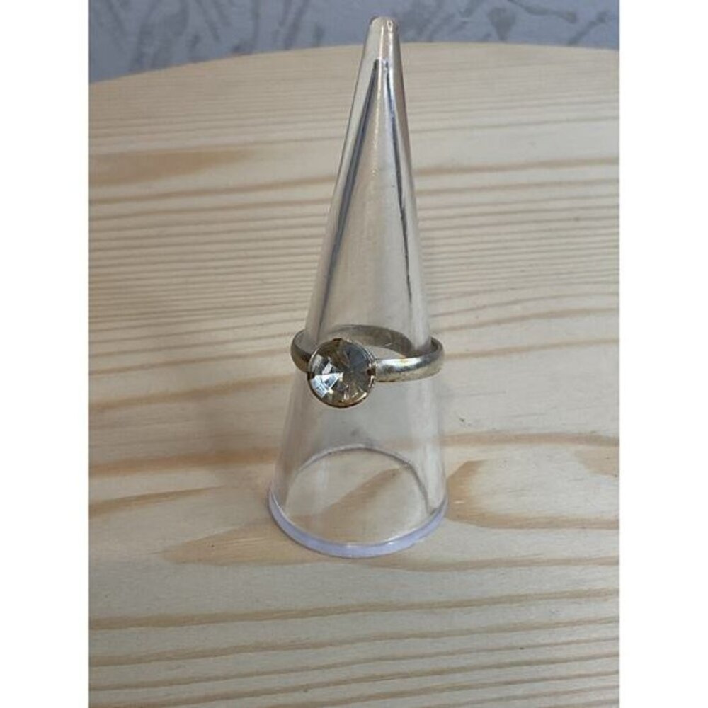 Vintage Silver Ring With Clear Crystal Gemstone Size 8